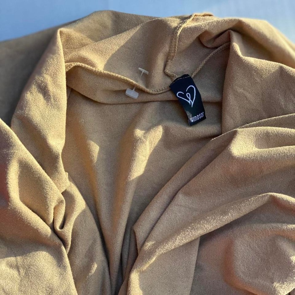Windsor Tan/brown faux suede super long cardigan